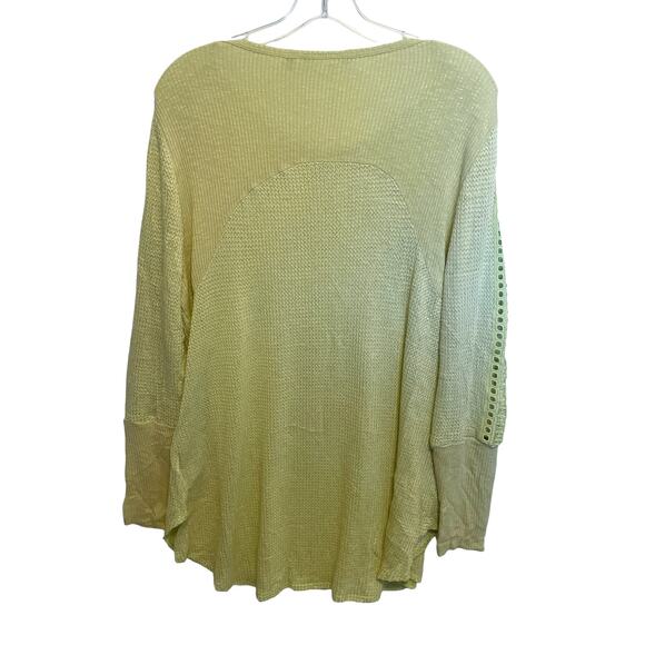 Soft Surroundings Bailey Thermal Top Womens Large Pear Green Eyelet Boho Sweater - Picture 5 of 8